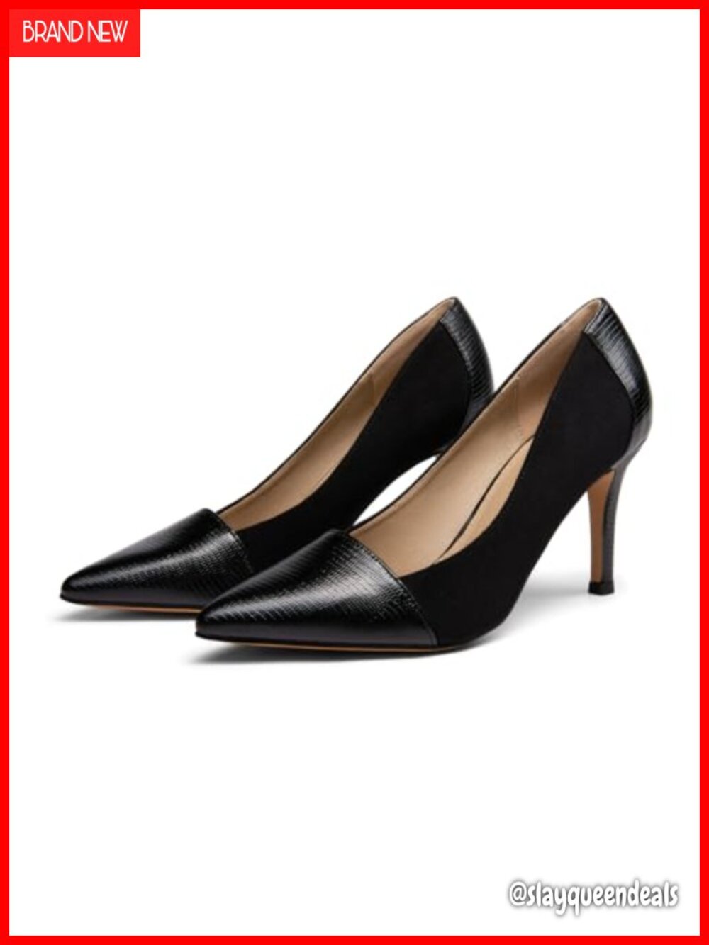 Coutgo Womens Stiletto High Heels Closed Pointed Toe Pumps Slip On Work Dress